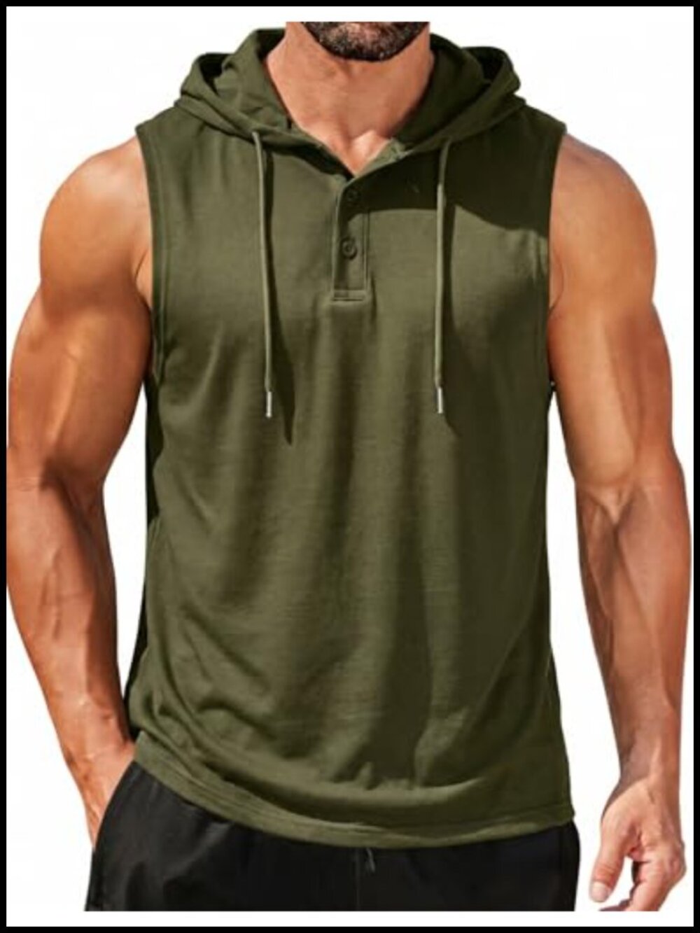 Men's Sleeveless Workout Hoodie Tank Top Cotton Muscle Gym Shirt